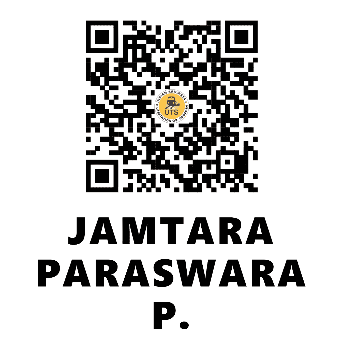 UTS QR Code for JAMTARA PARASWARA P. - JPV (SB - MADHYA PRADESH)